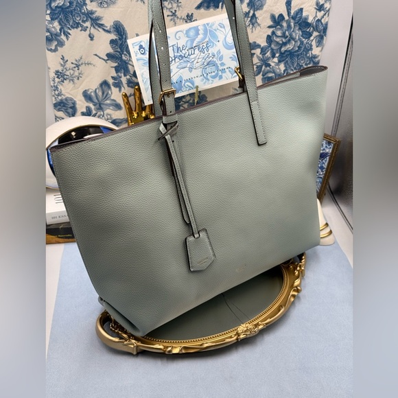 🆕 OROTON 🧿 NWOT Margot Medium Zip Tote Bag, Duck Egg Pebbled Leather - Picture 3 of 15